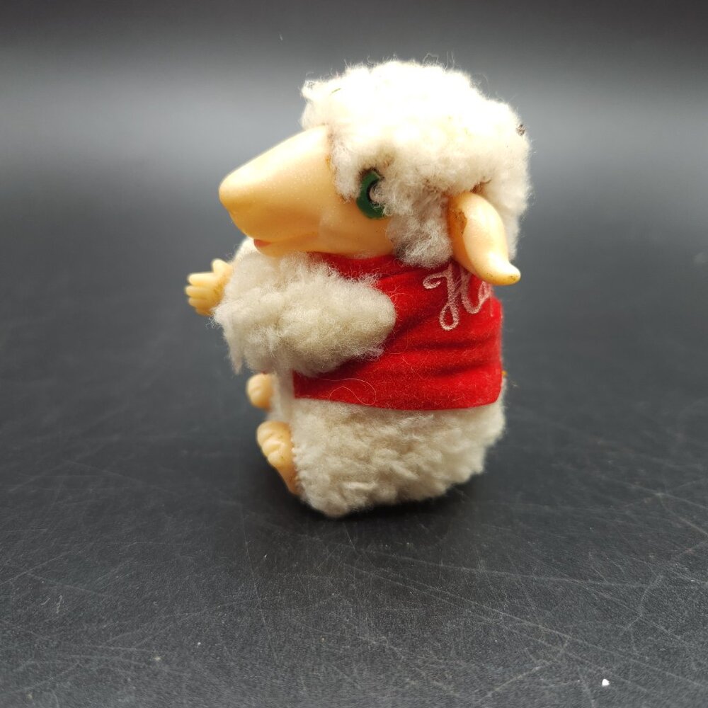 Vintage Lamb Plush Figure with Pinch Arms and Happy Easter Vest